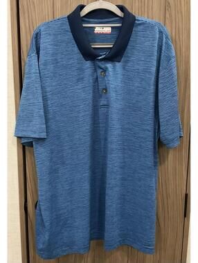Grand Slam Mens Blue Striped Short Sleeve Polo Shirt Size XL